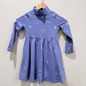 Hanna Andersson Star Print Mock Neck Dress Girls 5 | Celestial Storybook Whimsy